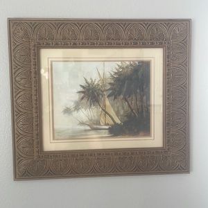 Y2K tropical boat framed artwork Leaving Out print by art Fronckowiak Malarz